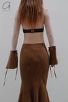 OUDE WAAG Washing Denim Fish Tail Skirt OW-23SS-SK04 reddish brown